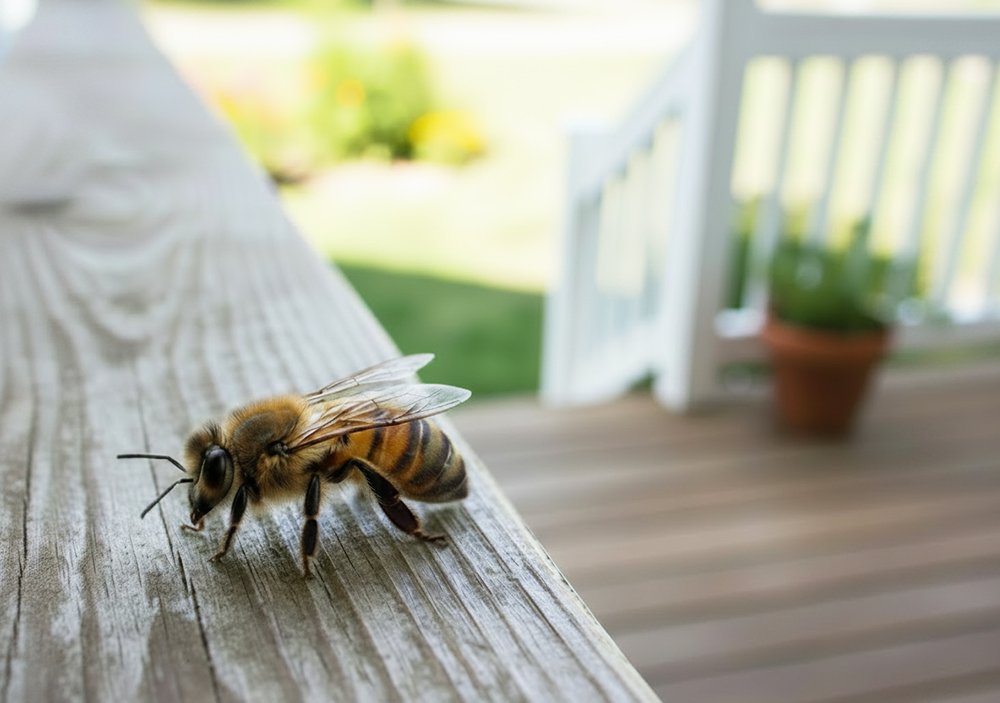 Honey Bee on porch - Buggin Out Pest Control